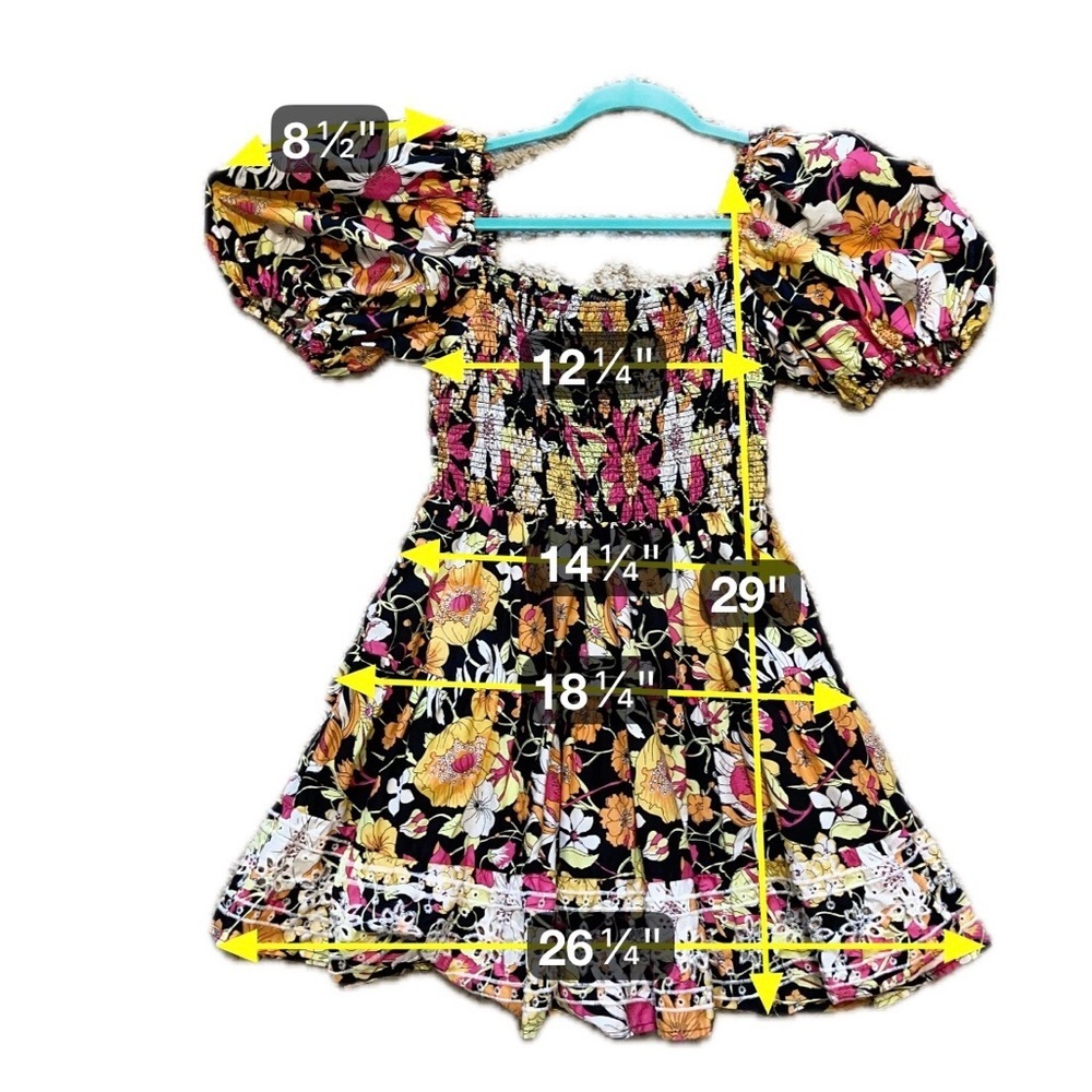 Forever 21 Puff Sleeve Floral Babydoll Mini Dress Whimsical Fairy Y2K Small - Picture 4 of 6